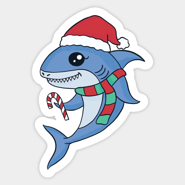 Cute Cartoon Christmas Shark Sticker by SLAG_Creative